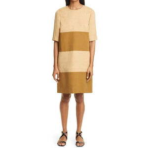 PARTOW Griffin Colorblock Shift Dress CHAMPAGNE DUNE COMBO